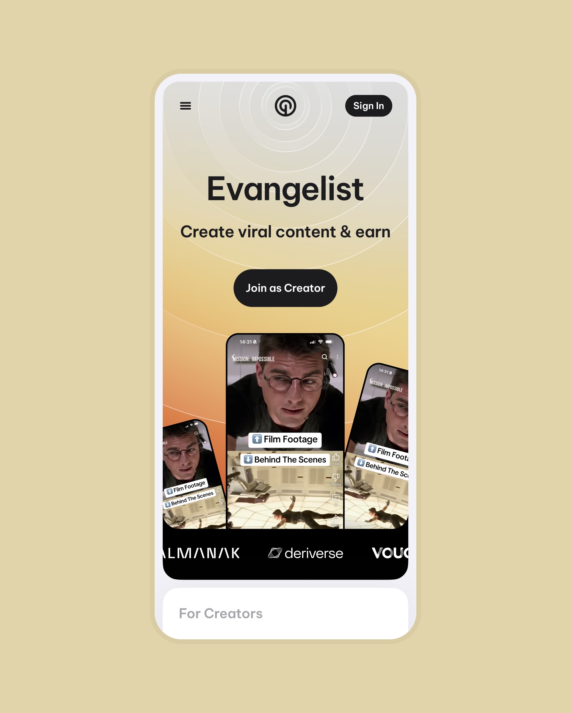 Evangelist campaign list on mobile